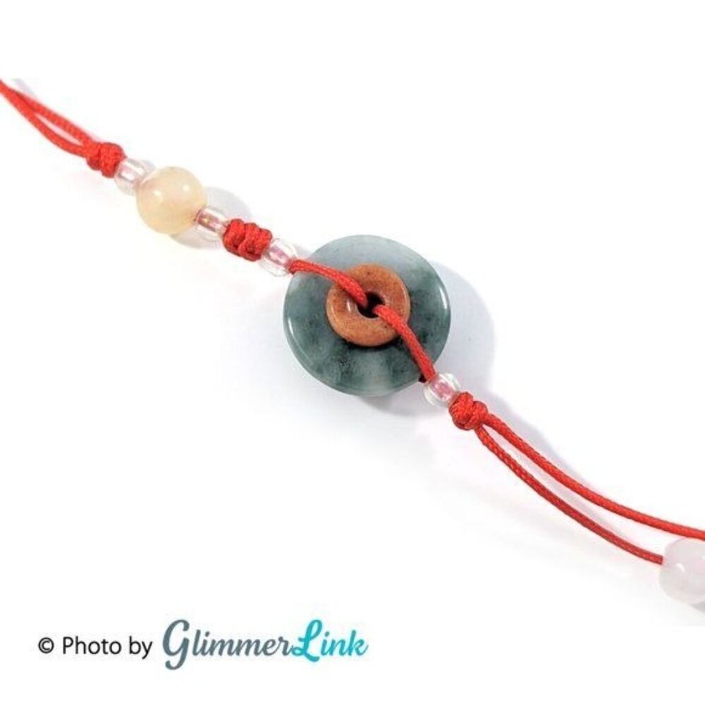 Green Stone Donut Charm Quartz Bead Tassel Phone Key Strap